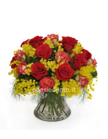 BOUQUET DI ROSE MISTEE MIMOSE